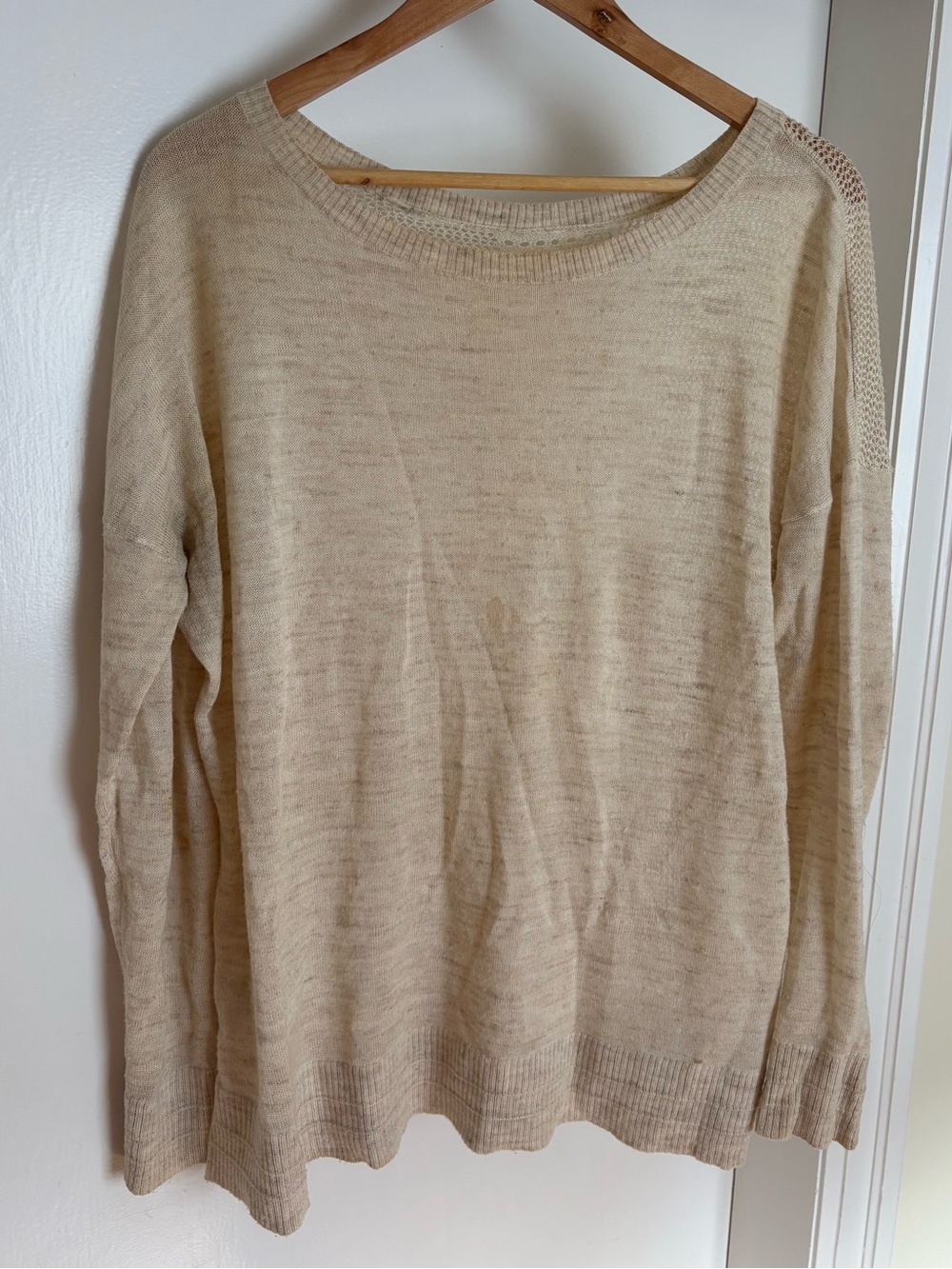 Lululemon Light Beige Women's Lightweight linen Well Being Crew Sweater